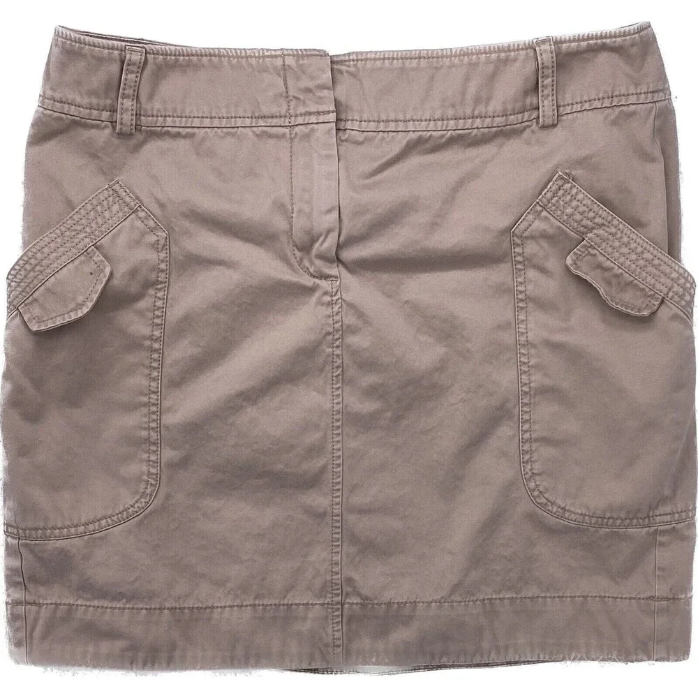 Banana Republic Cargo Skirt Womens 14 Beige Tan Cotton Mini Utility